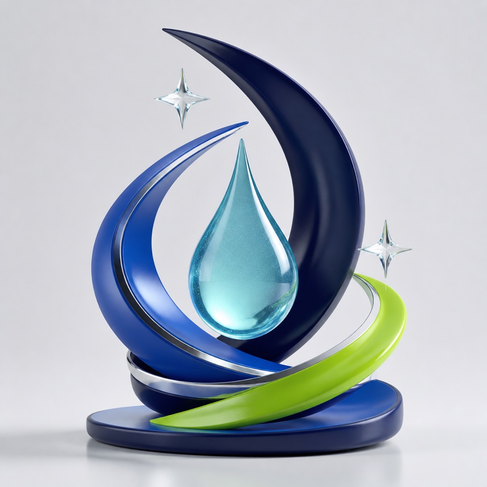 Abstract three-dimensional symbol of fresh water and clean surfaces